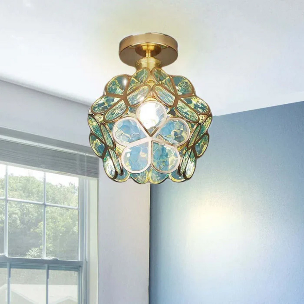 Flush Mount Ceiling Light Glass Flower Decorative LED Fixture - Image 6