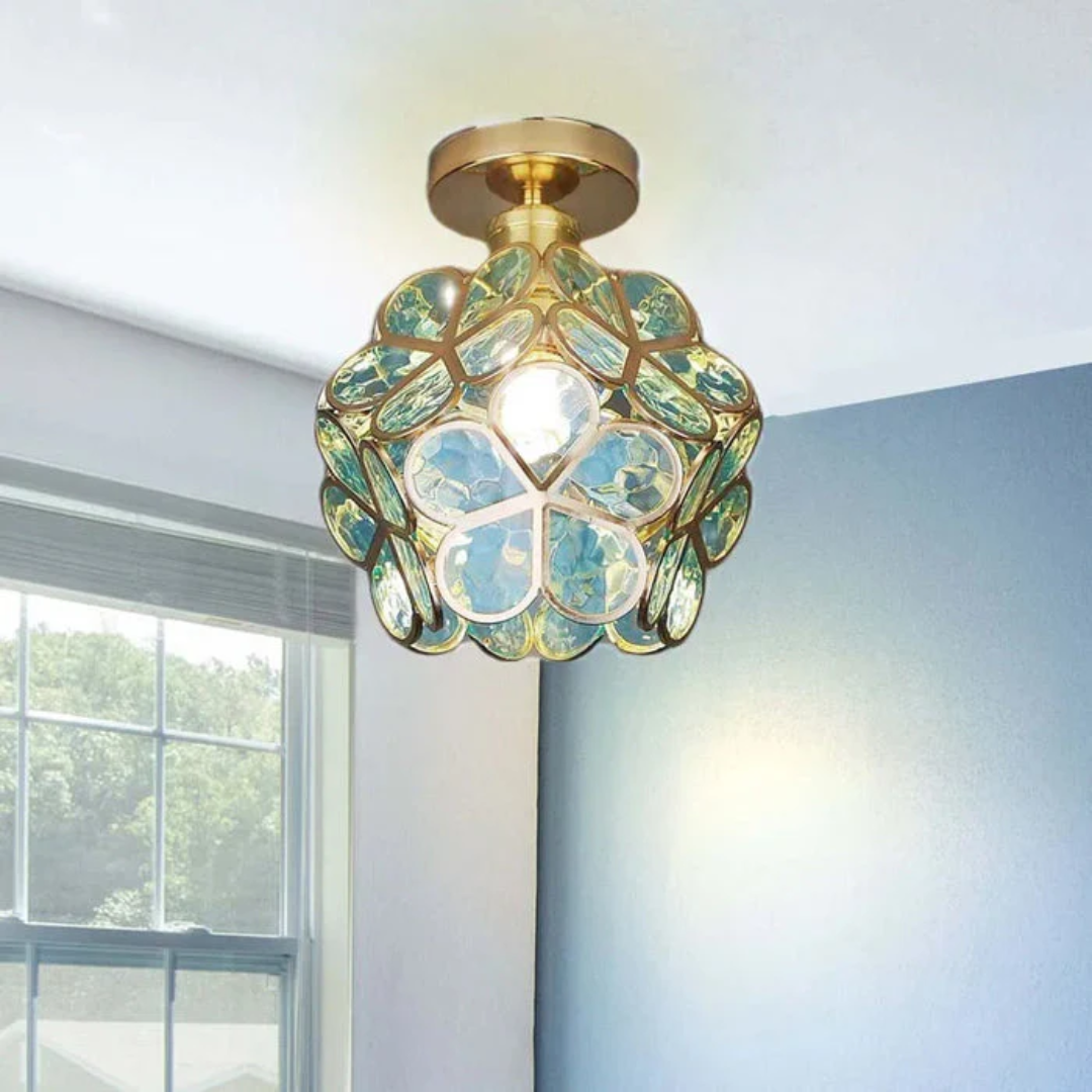 Flush Mount Ceiling Light Glass Flower Decorative LED Fixture - Image 6