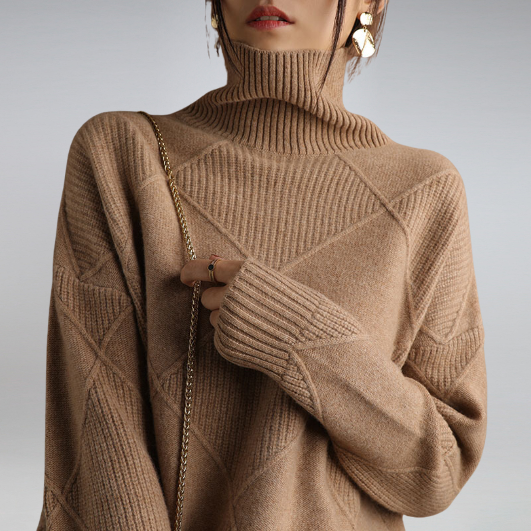 Women's Timeless Winter Outdoor Knit Sweater with Roll Neckline