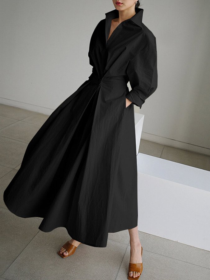 Women's Long Striking Flowing Shirt Dress