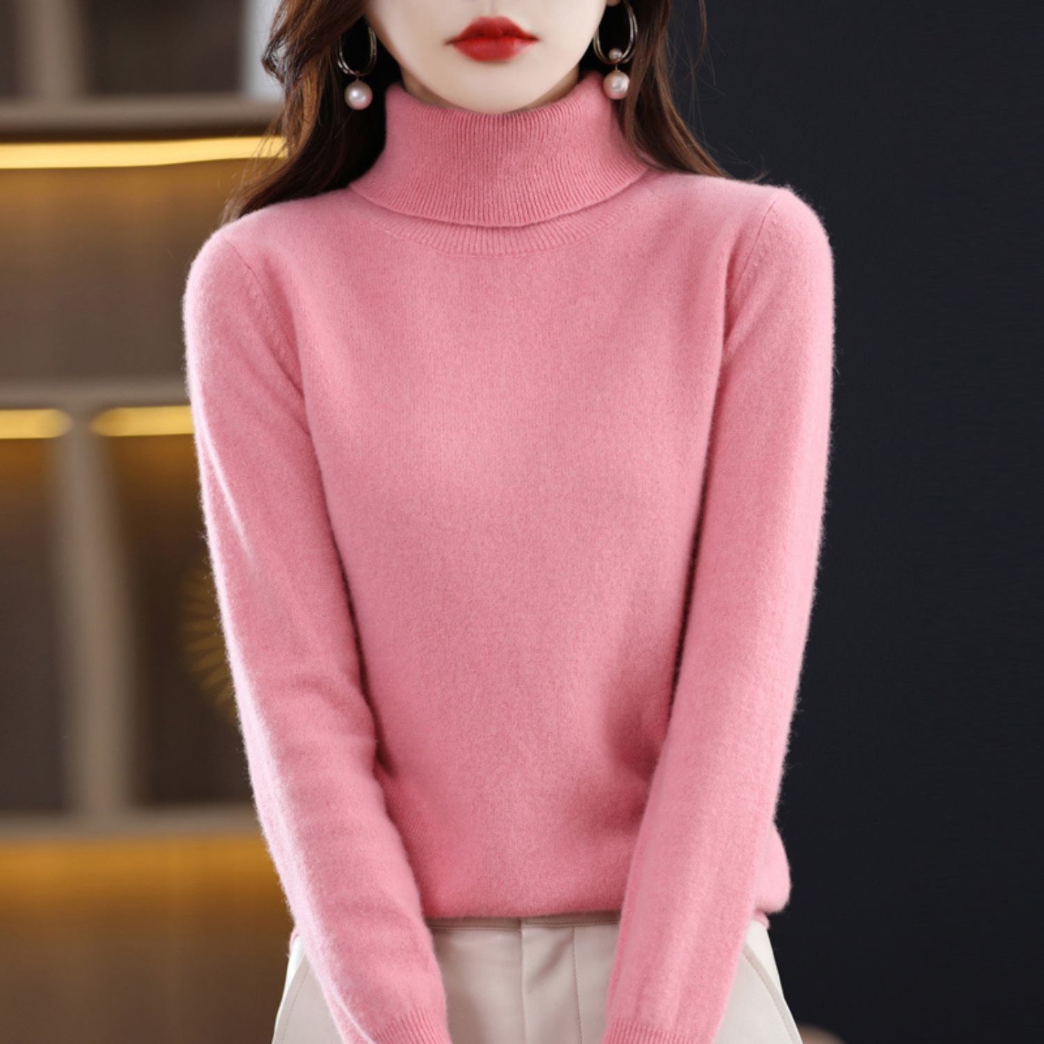 Women's Fashion Outdoor Warmth Knitted Roll Neck Sweater