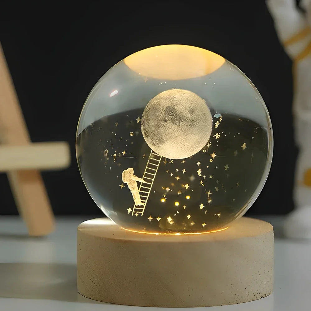 Ambient 3D Crystal Ball LED Night Light USB Lamp for Home Decor