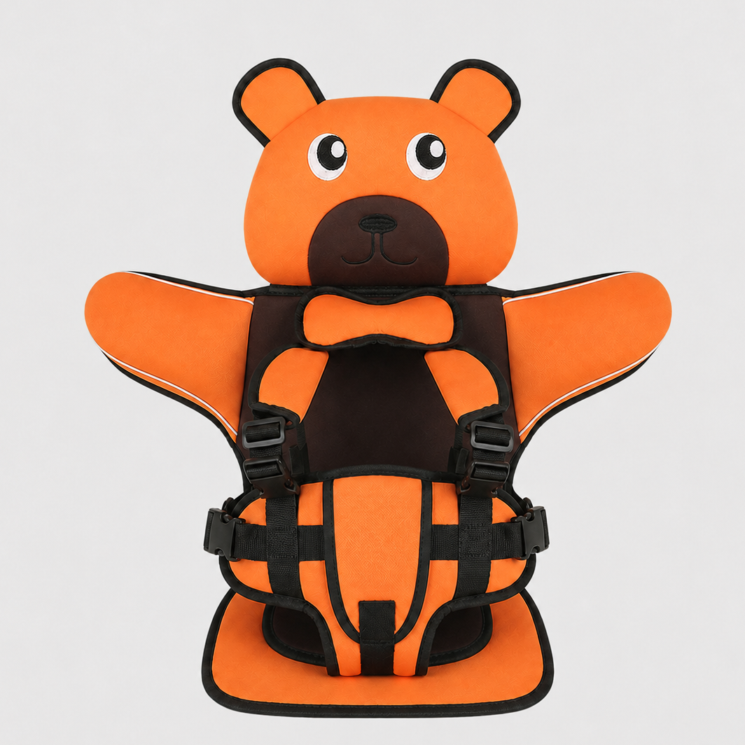 Adjustable Child Travel Booster Seat with Bear Design - Image 4