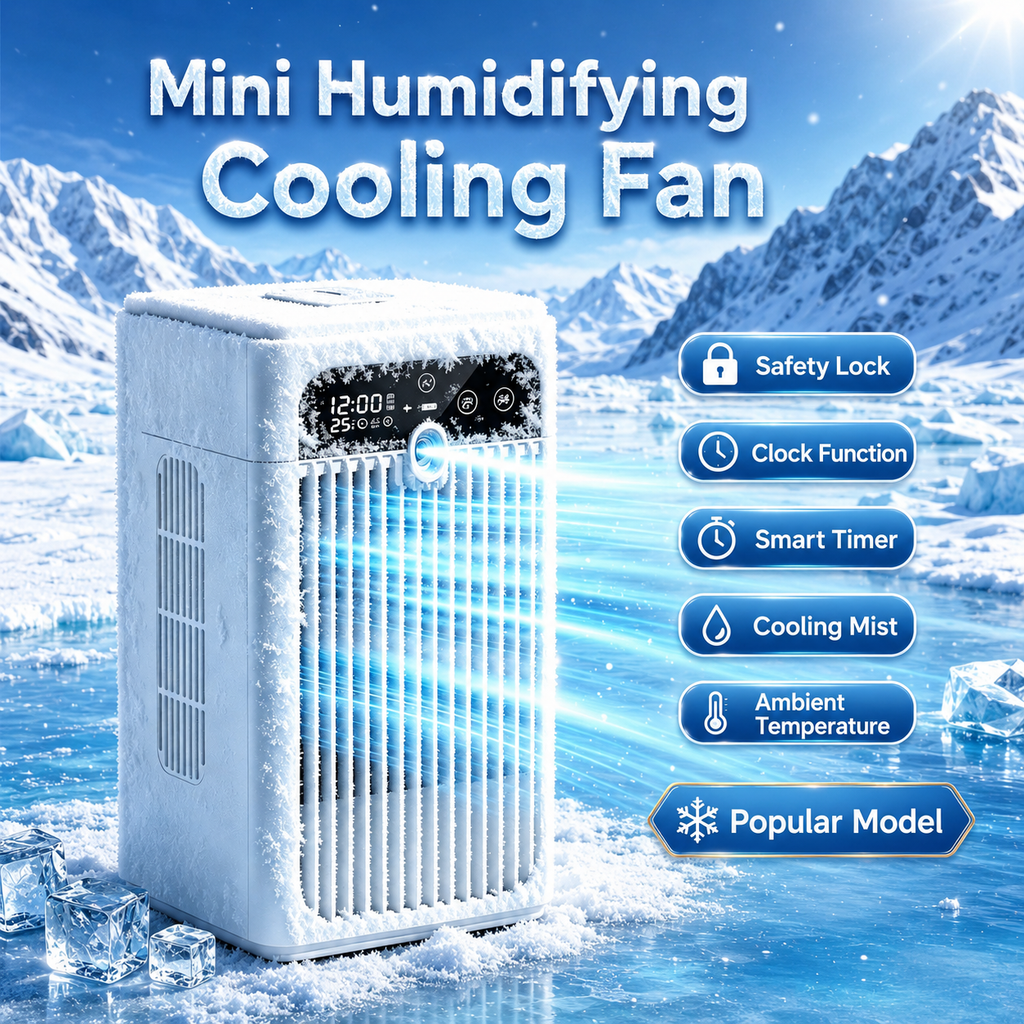Mini Desktop Air Cooler Fan - Portable Mist Cooling Fan with 370mL Water Tank & Touch Display