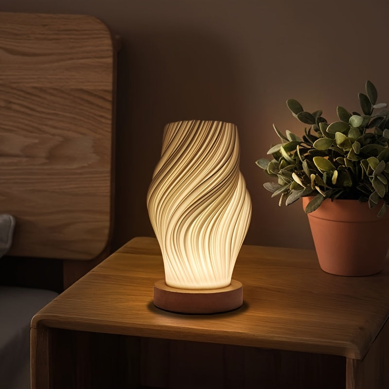 Tasela - Wooden USB Table Lamp with Adjustable Brightness - Image 2