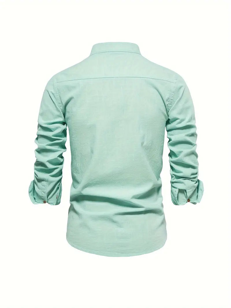 Casual Buttons Shirt with Stand-aup Collar