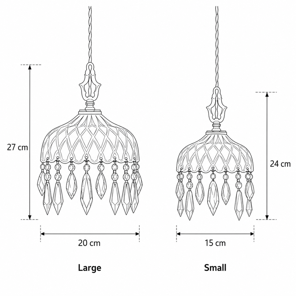 Vintage Copper Crystal Floral Pendant Light