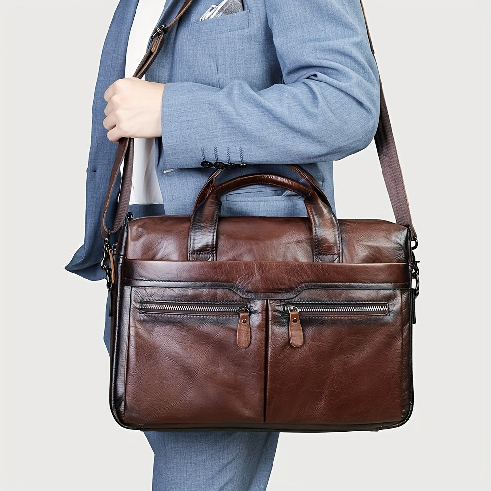 Men's Casual Leather Laptop Bag - Image 2