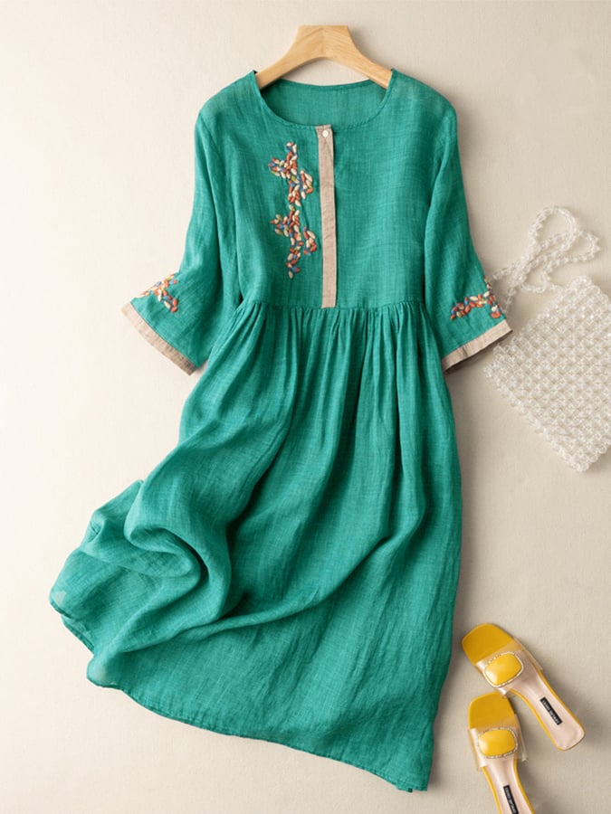 Women's Fashion Sunny Flowing Embroidered Ethnic Dress