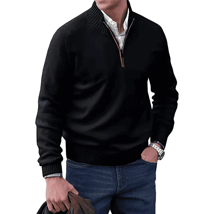 Men's Classic Long Sleeves Quarter Zipper Up Sweater