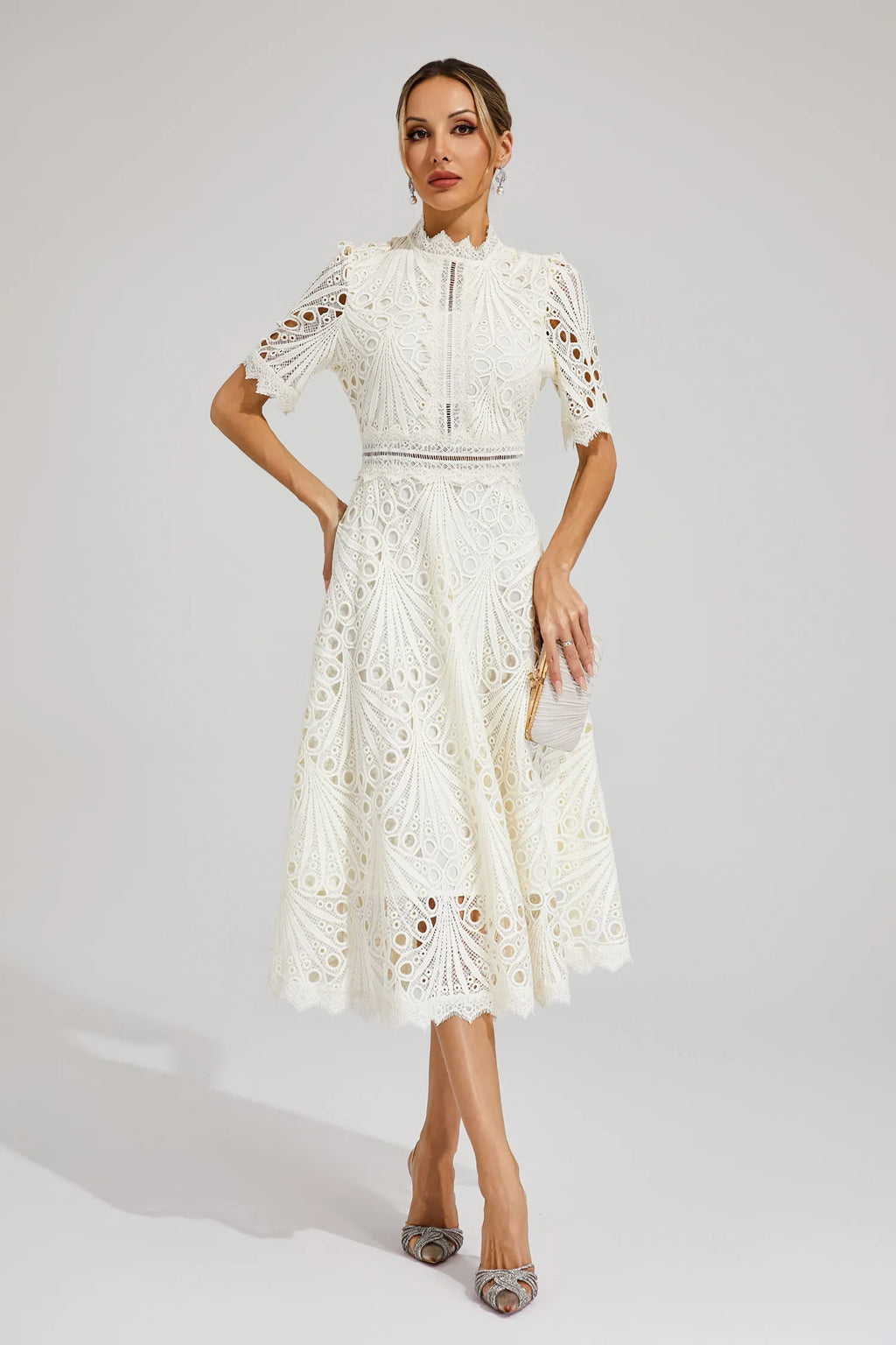 Exquisite Glamour Lace Midi Dress for Women