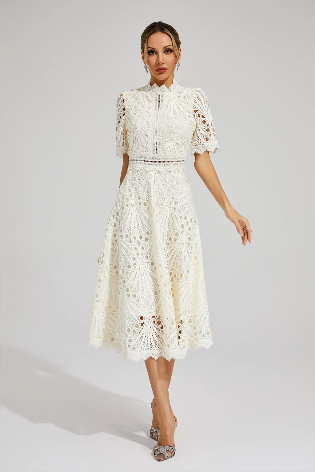 Exquisite Glamour Lace Midi Dress for Women