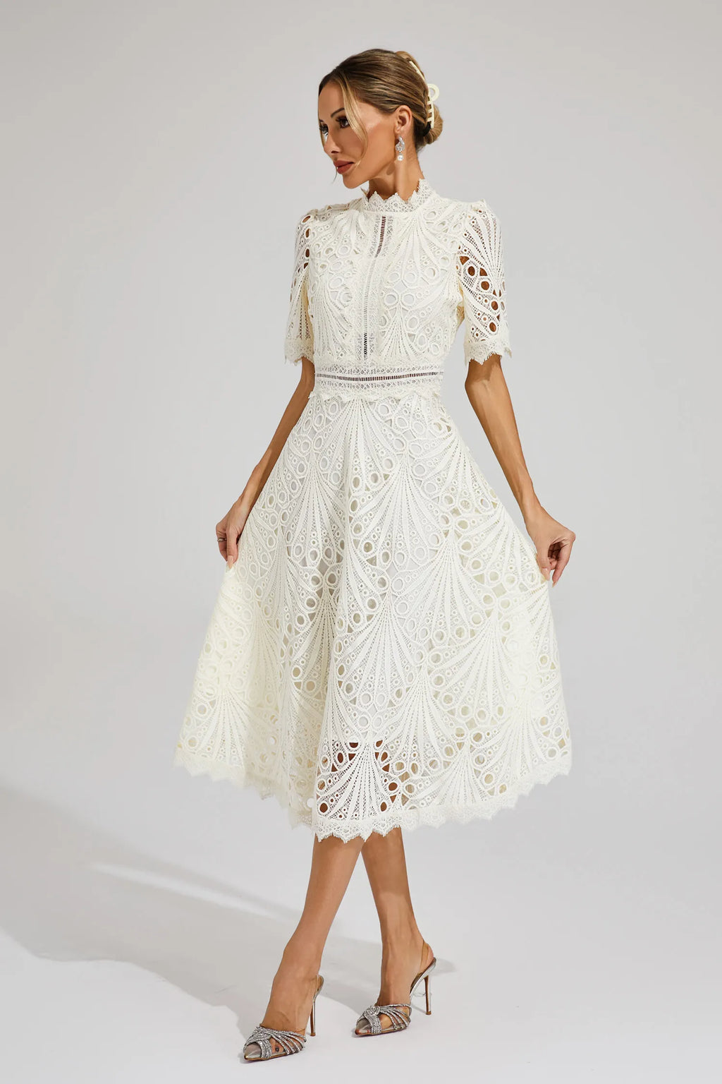 Exquisite Glamour Lace Midi Dress for Women