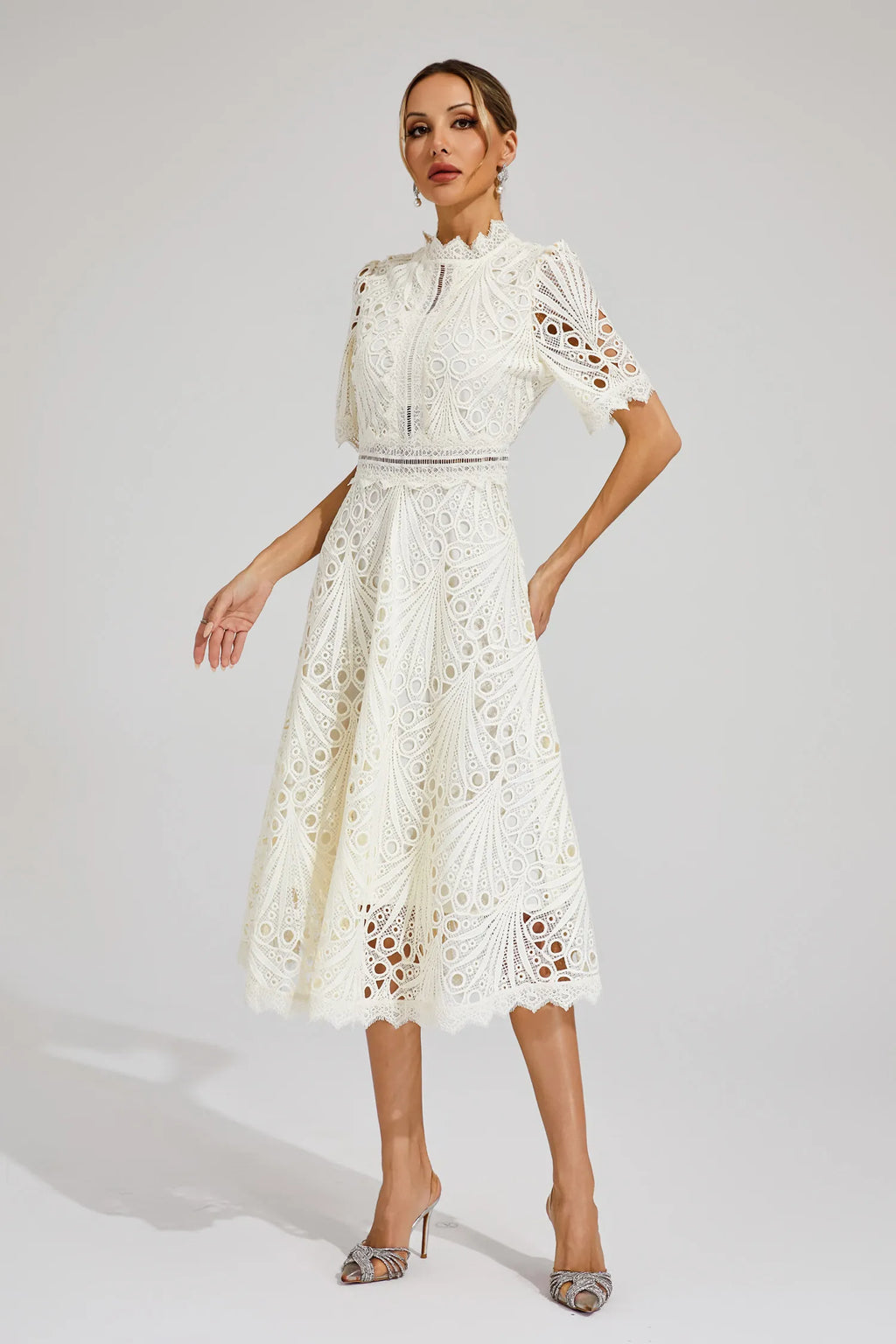 Exquisite Glamour Lace Midi Dress for Women