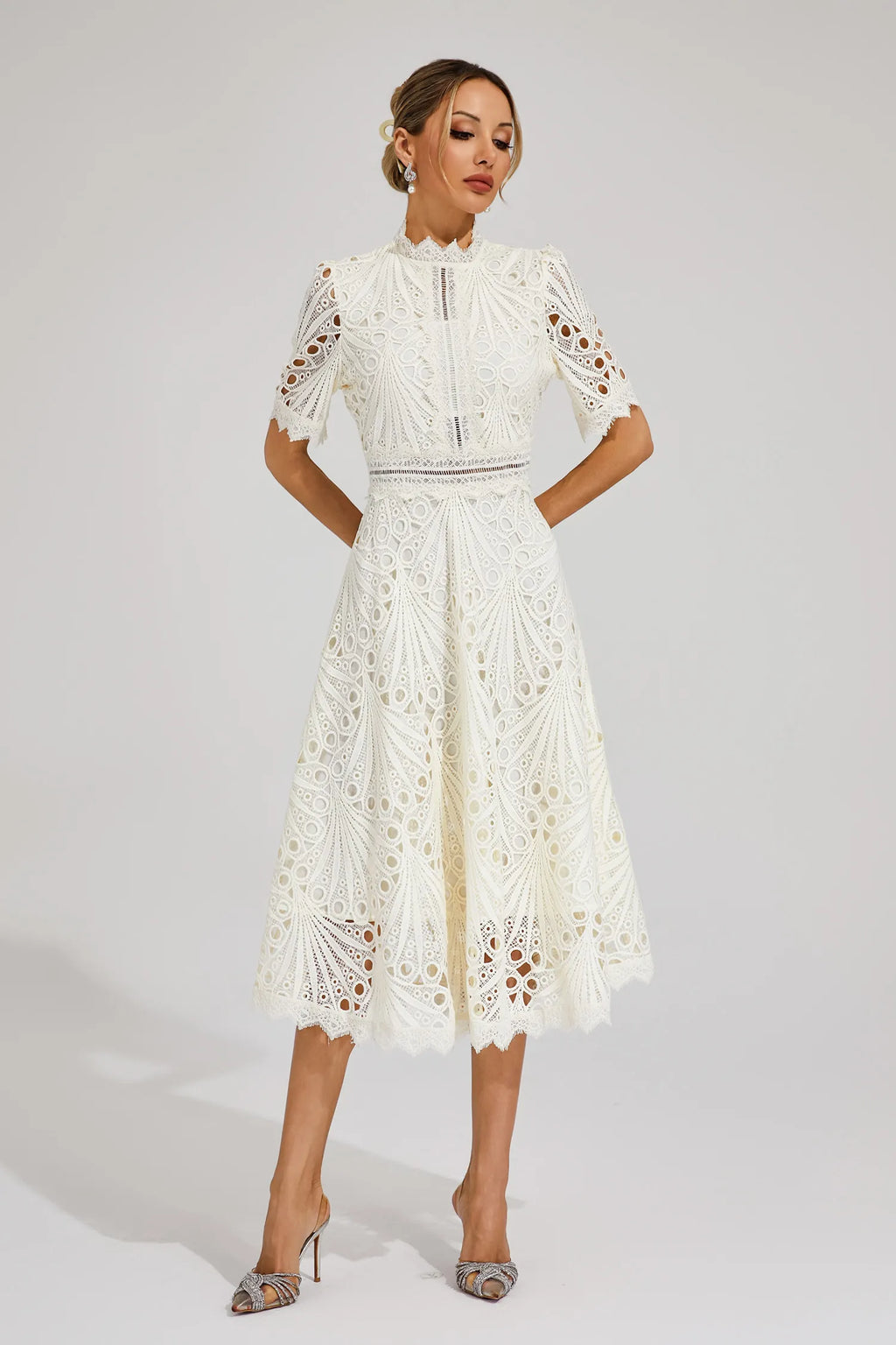 Exquisite Glamour Lace Midi Dress for Women