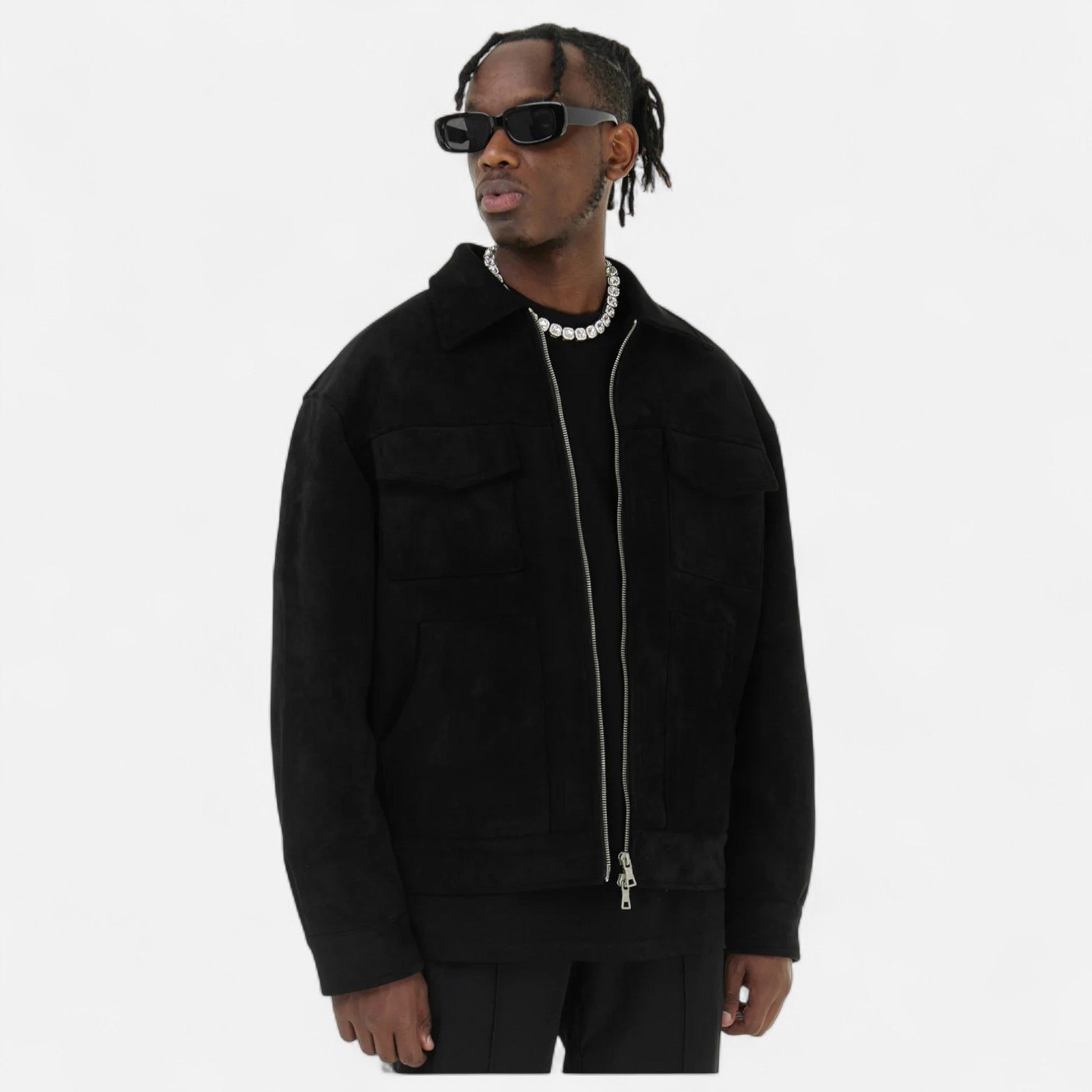 Men’s Refined Street-inspired Loose-Fit Suede Jacket