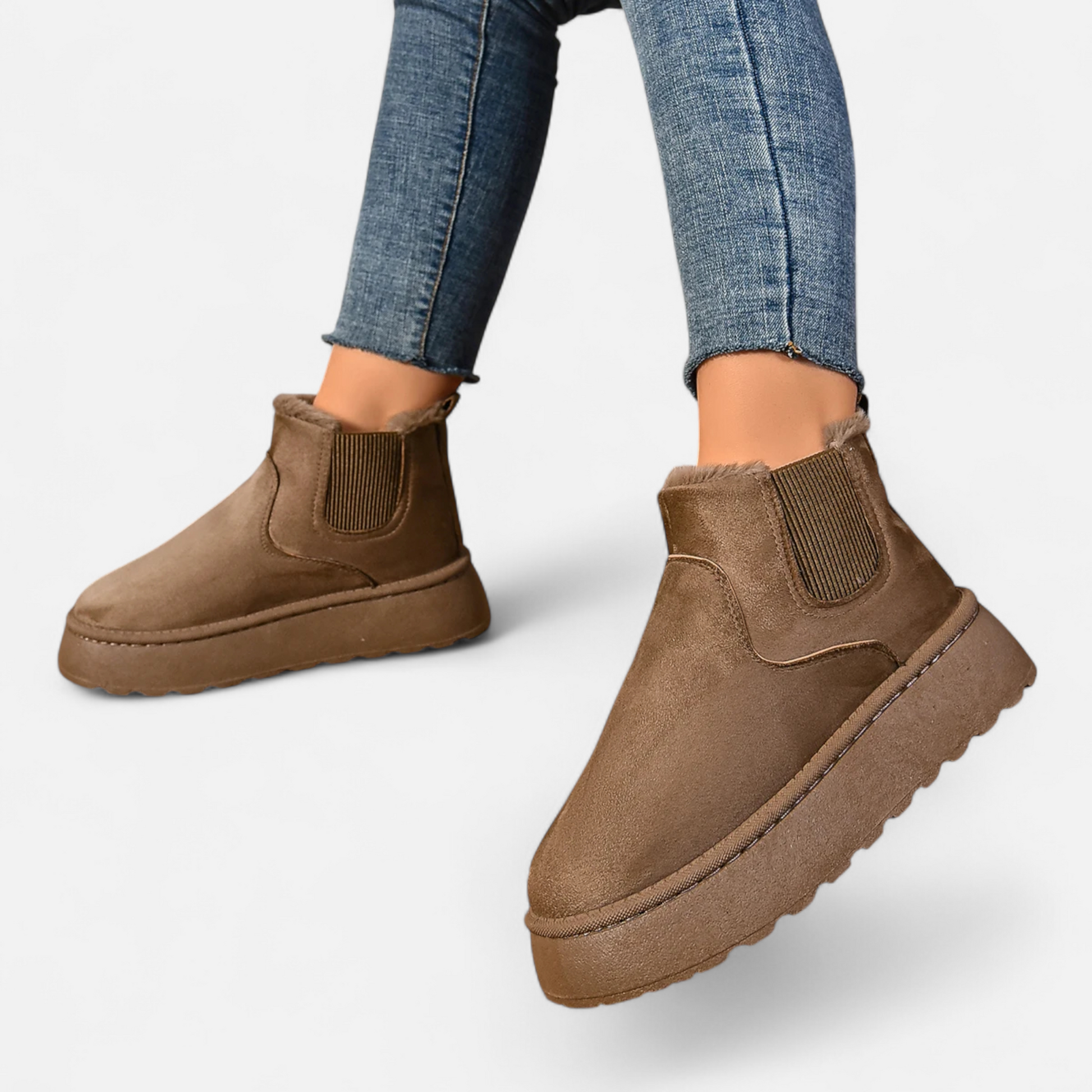 Women’s Timeless Short Plush Platform Chelsea Warm Ankle Boots