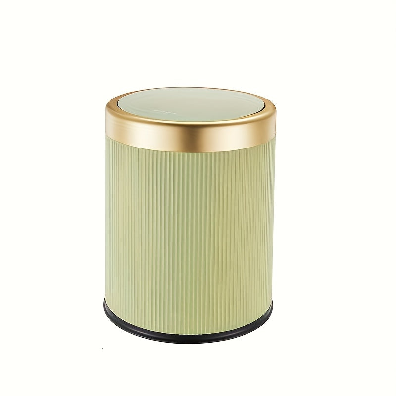 Modern Trash Can Oval Press Top Bathroom Bin Dual Inner Bucket - Image 7