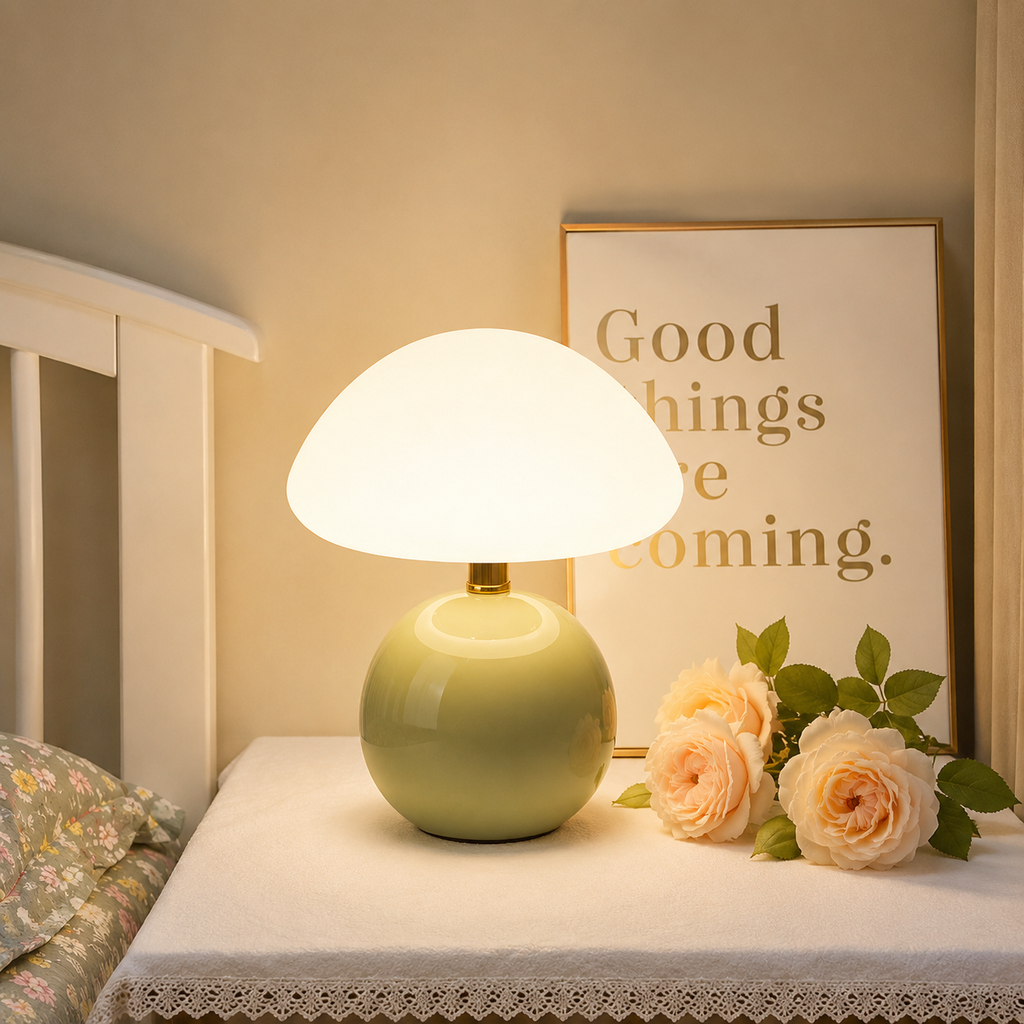 Mushroom Table Lamp with Ceramic Base