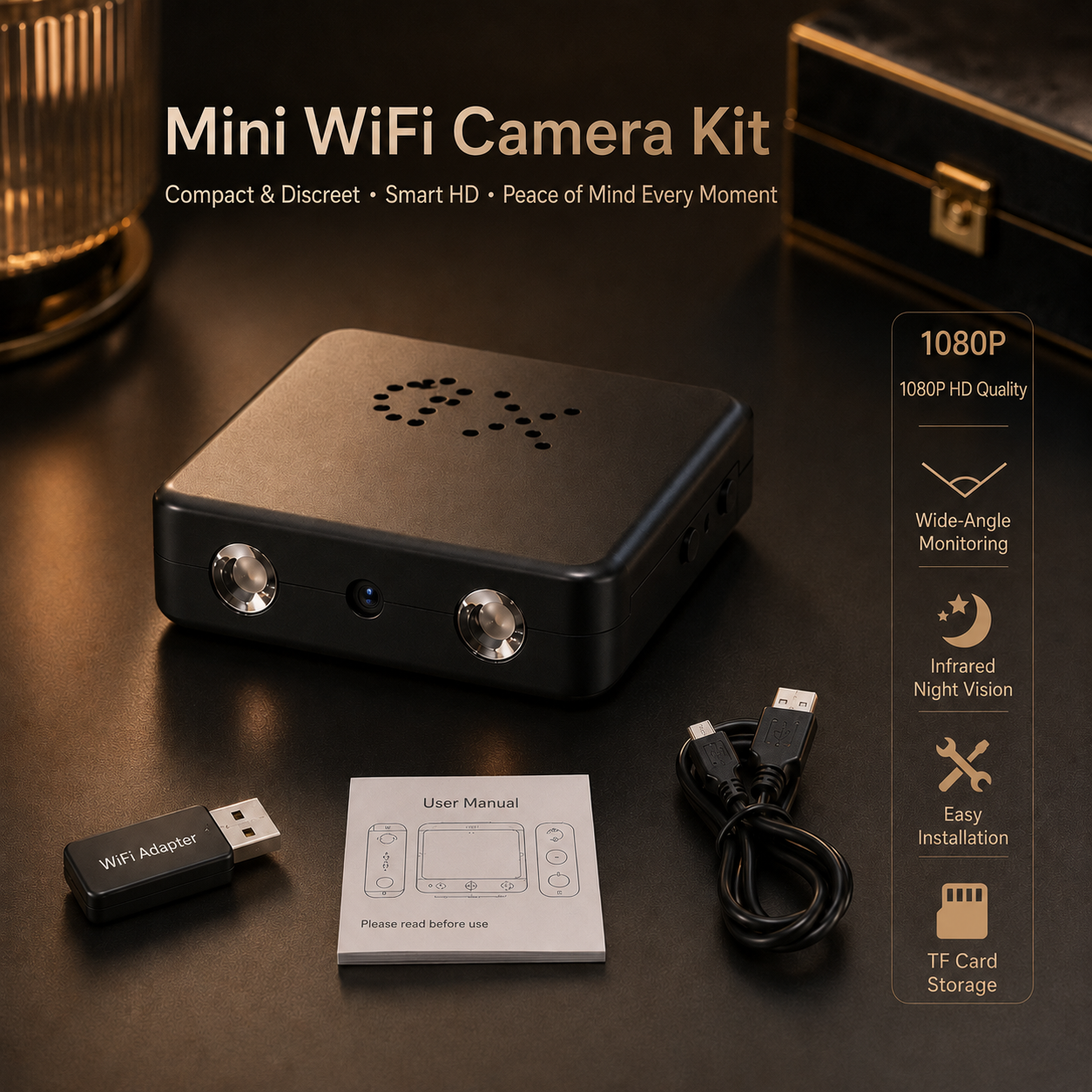 Compact Mini HD Security Camera with Motion Detection & Night Vision