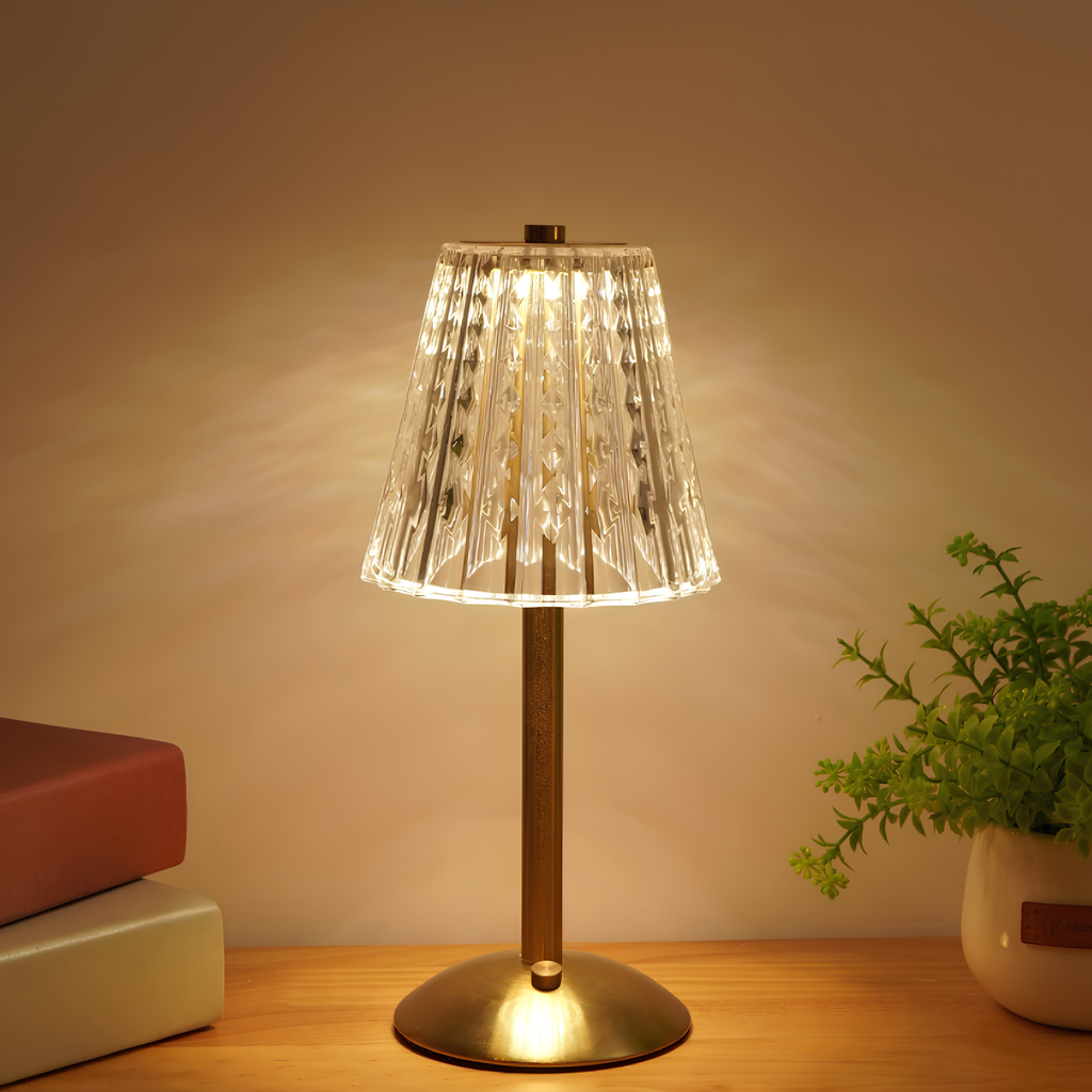 Exquisite Crystal LED Table Lamp with Touch Control and Dimmable Light