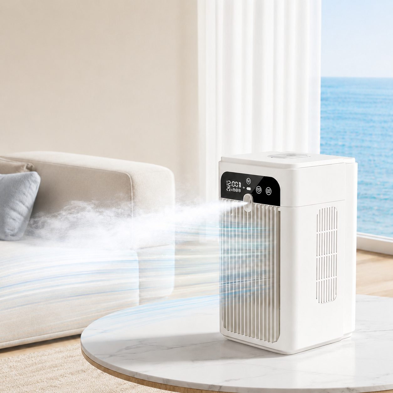 Mini Desktop Air Cooler Fan - Portable Mist Cooling Fan with 370mL Water Tank & Touch Display