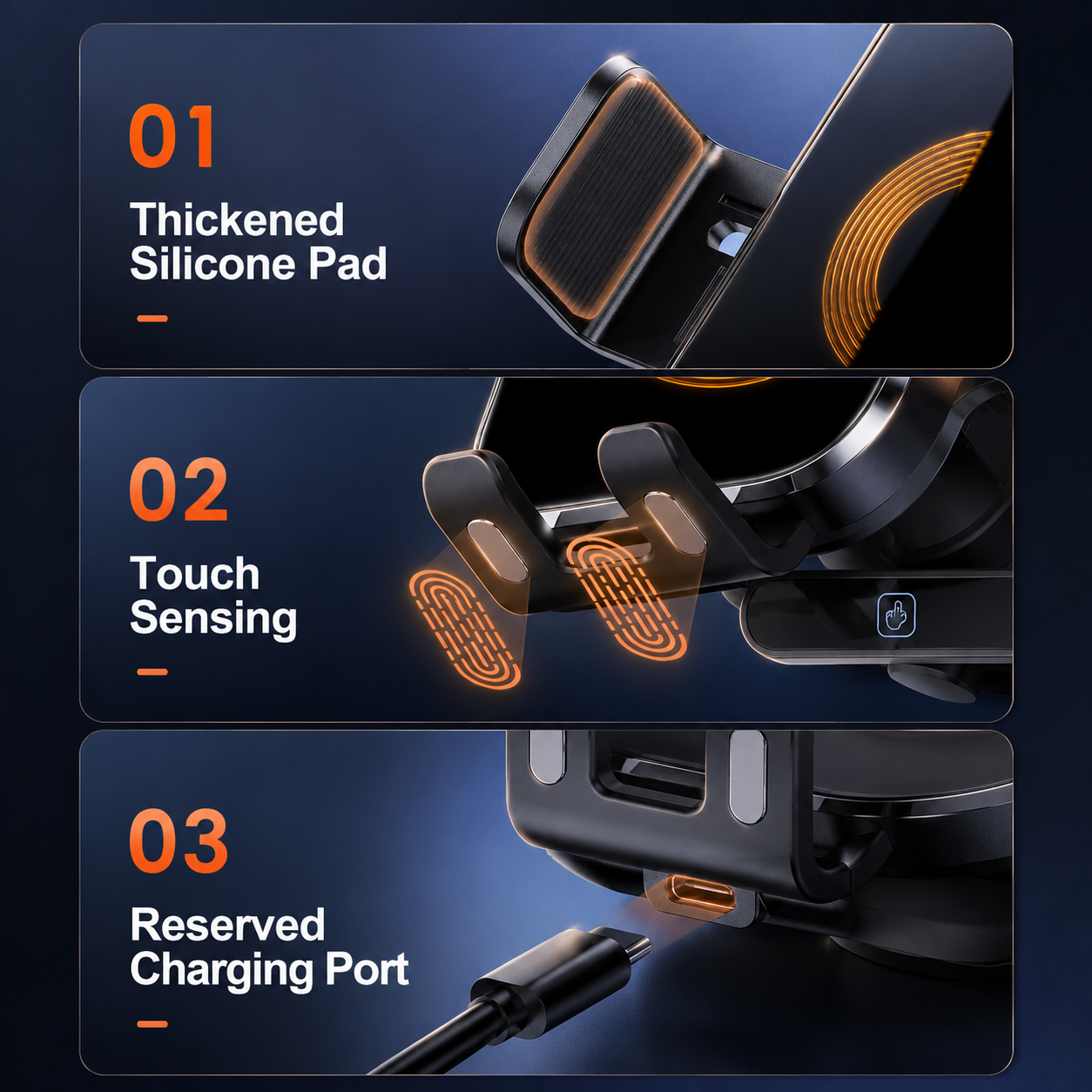 15W Wireless Car Charger Mount with Auto Clamp