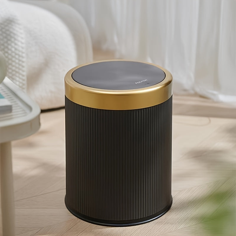 Modern Trash Can Oval Press Top Bathroom Bin Dual Inner Bucket - Image 13