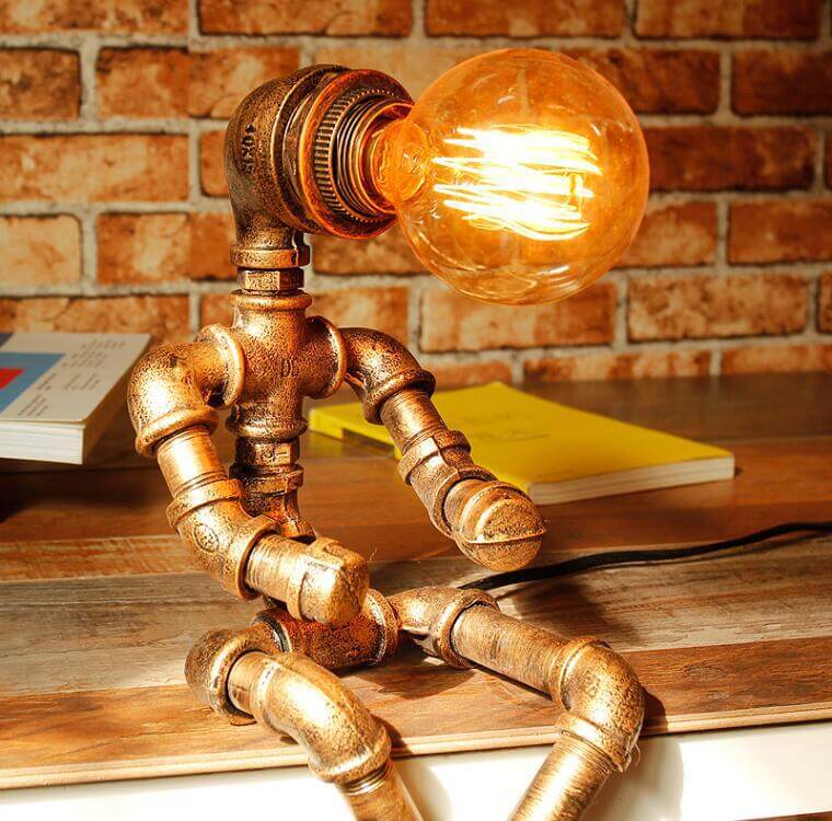 Industrial Table Lamp Retro Bronze Metal Accent Bedside Lighting - Image 3