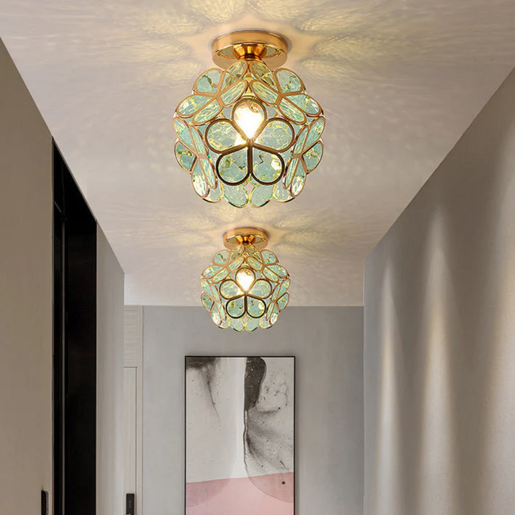 Flush Mount Ceiling Light Glass Flower Decorative LED Fixture - Image 5
