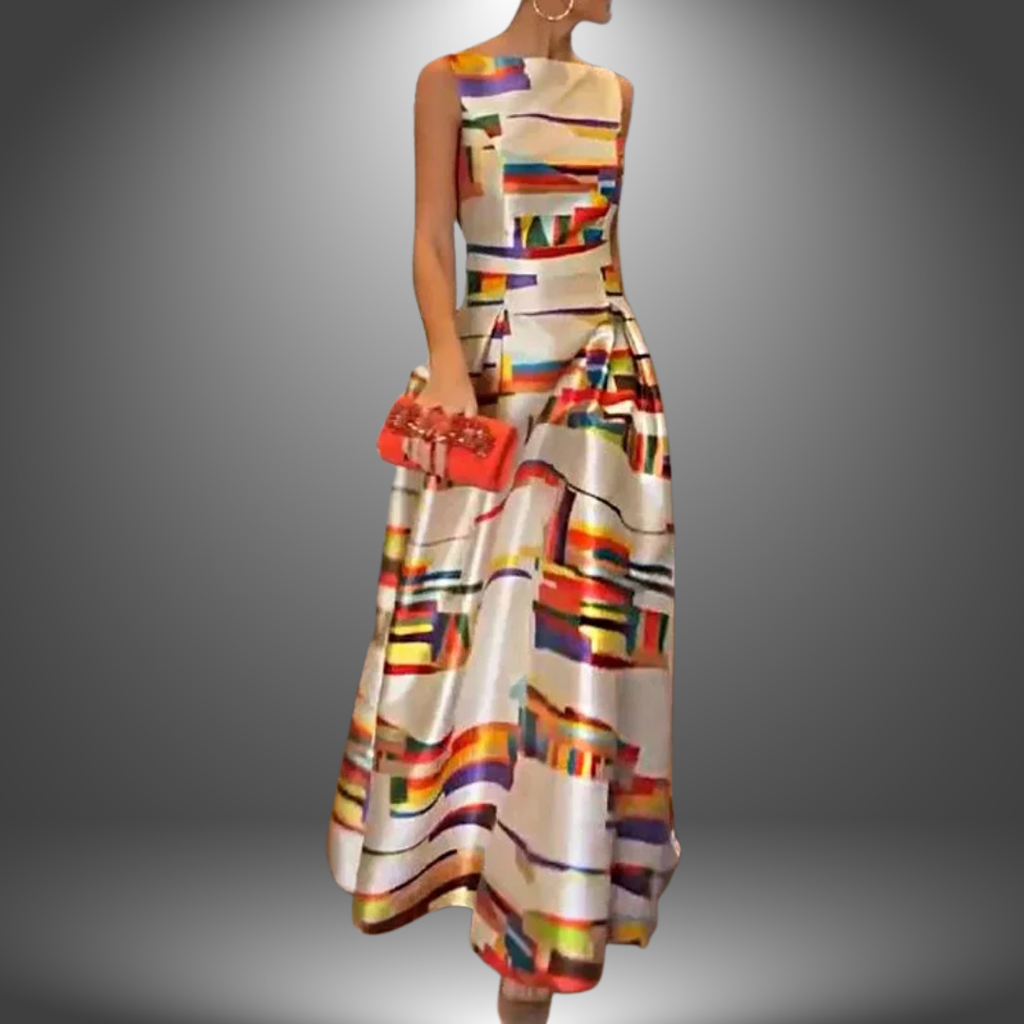 Women's Sophisticated Captivating Geometric Print Maxi Dress