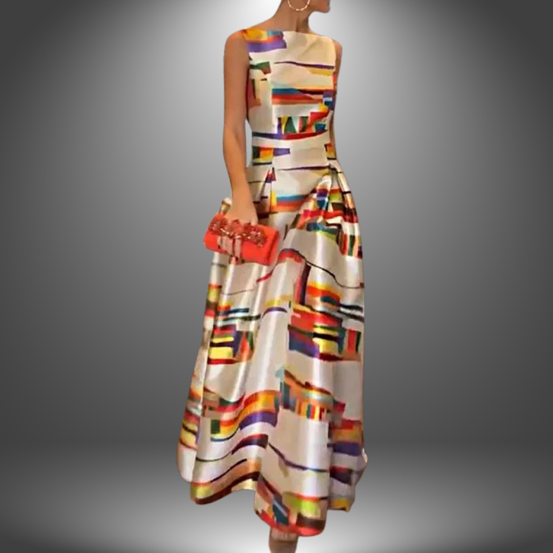 Women's Sophisticated Captivating Geometric Print Maxi Dress