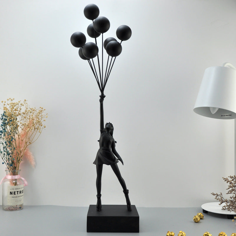 Minimalist Girl with Balloon Home Decor Statue