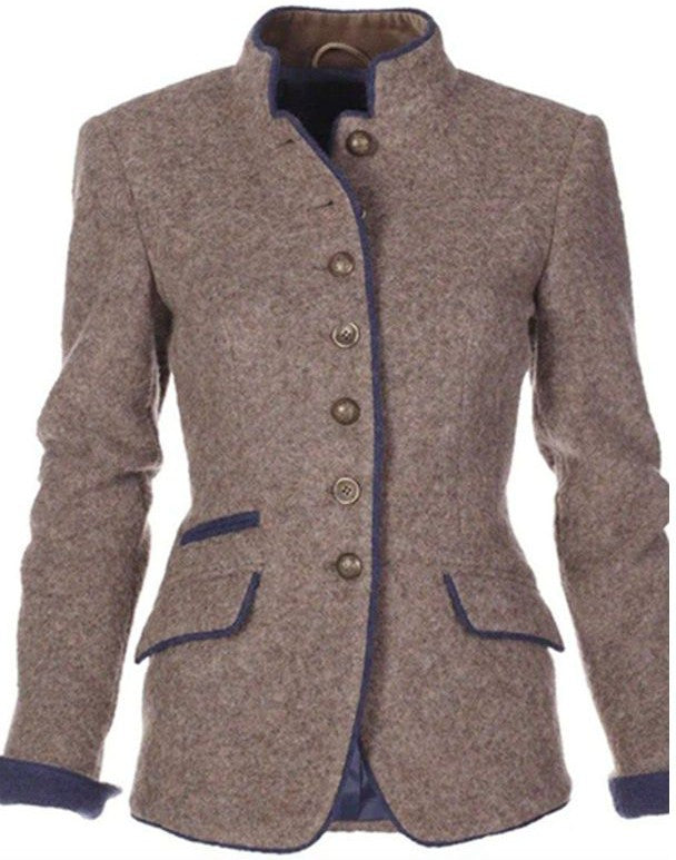 Women’s Vintage Buttoned High-Collar Winter Jacket
