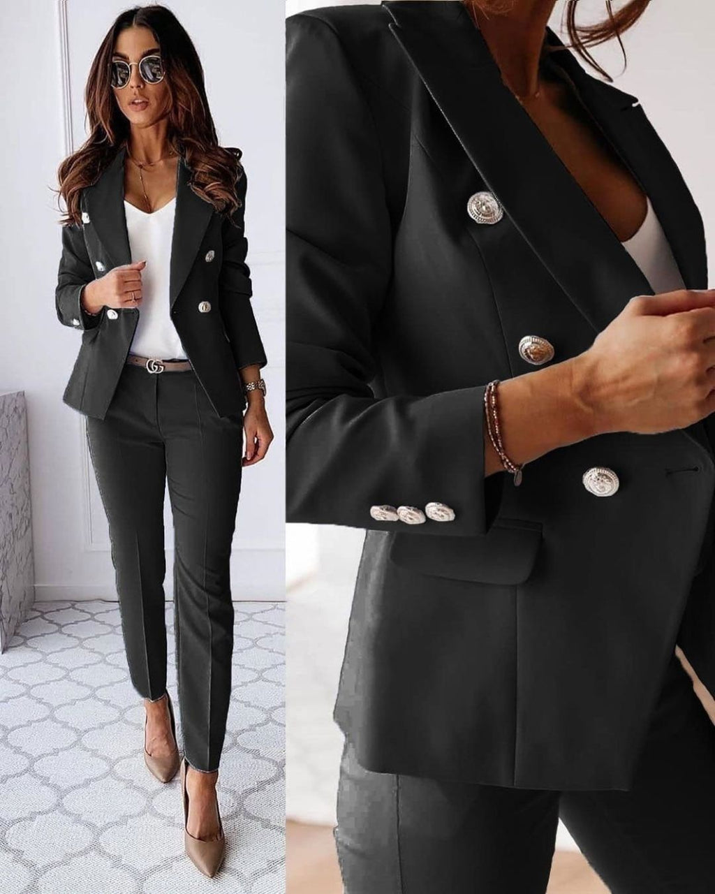 Women’s Elegant Refined Tailored Buttoned Suit