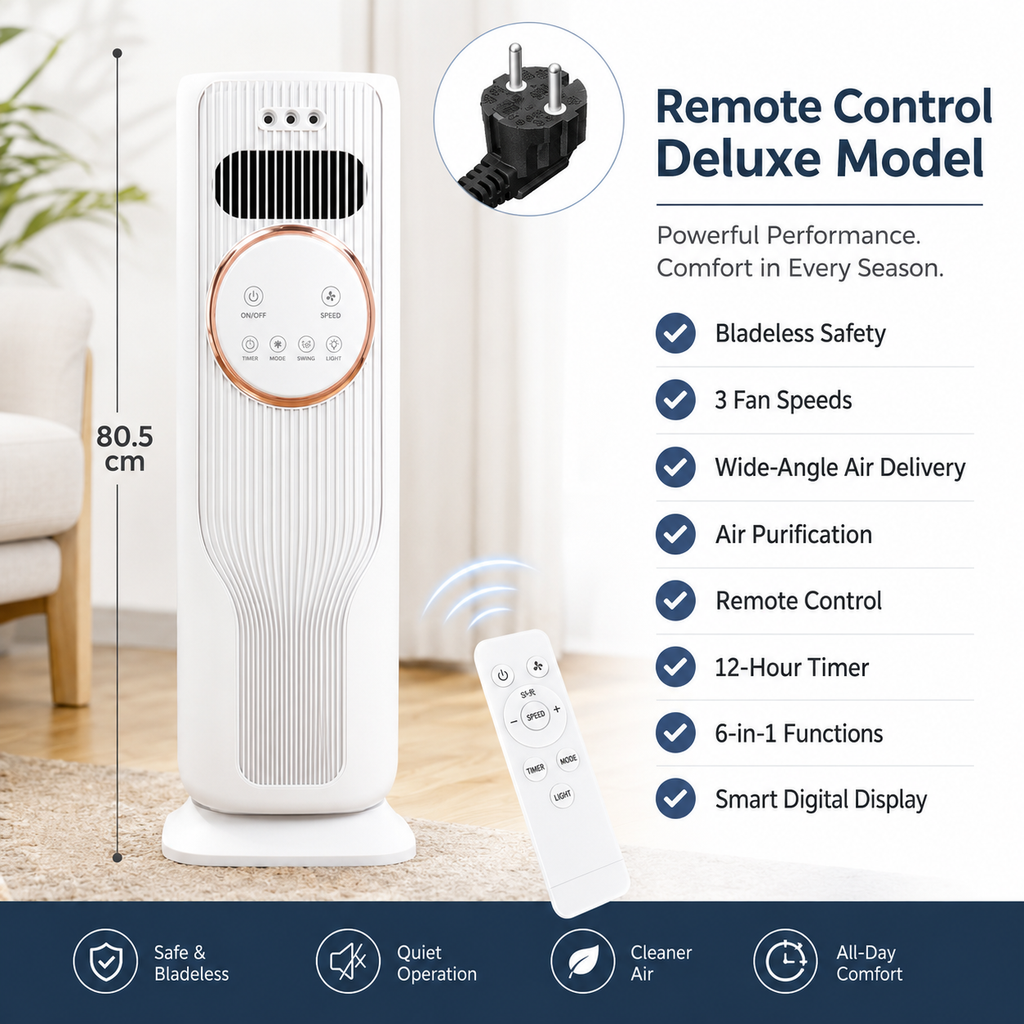 Cold, Warm Air Conditioning Fan 4-in-1 Portable Air Cooler, Heater, Humidifier & Blower