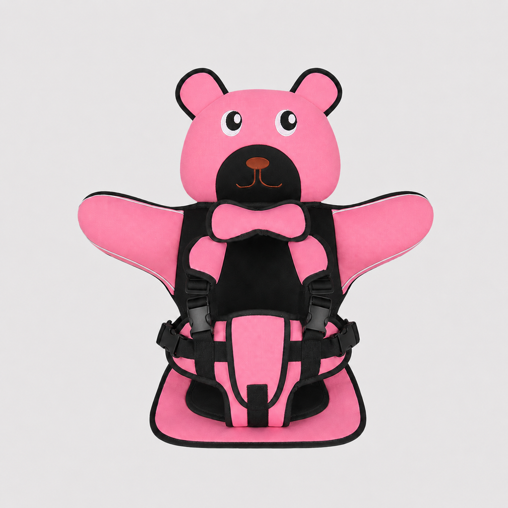 Adjustable Child Travel Booster Seat with Bear Design - Image 3