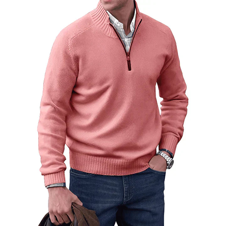 Men's Classic Long Sleeves Quarter Zipper Up Sweater