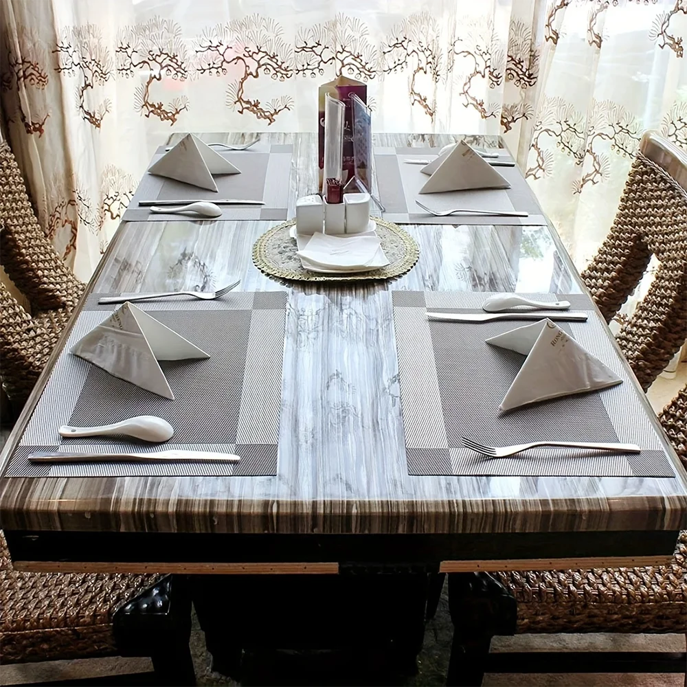 Washable Placemats Heat Resistant Non-Slip Woven Vinyl Dining Table Mats - Image 6