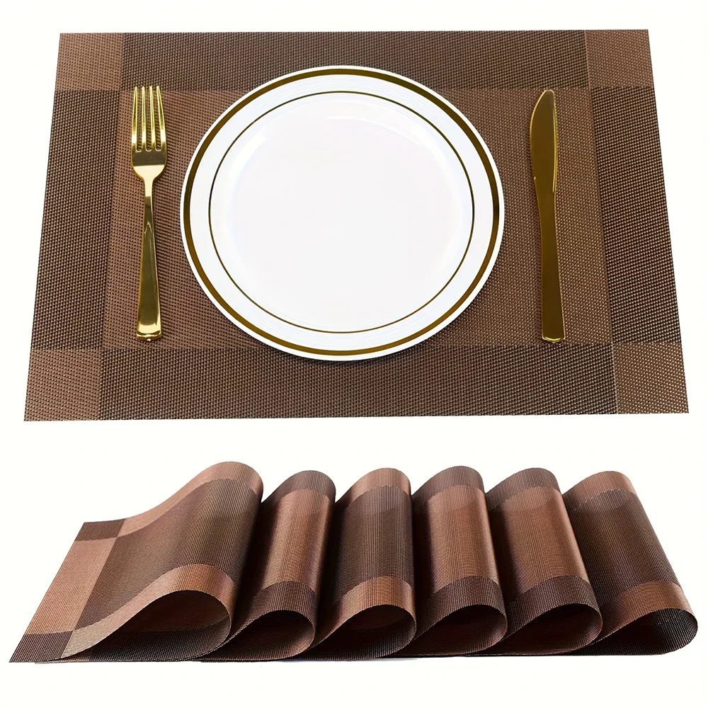 Washable Placemats Heat Resistant Non-Slip Woven Vinyl Dining Table Mats - Image 8