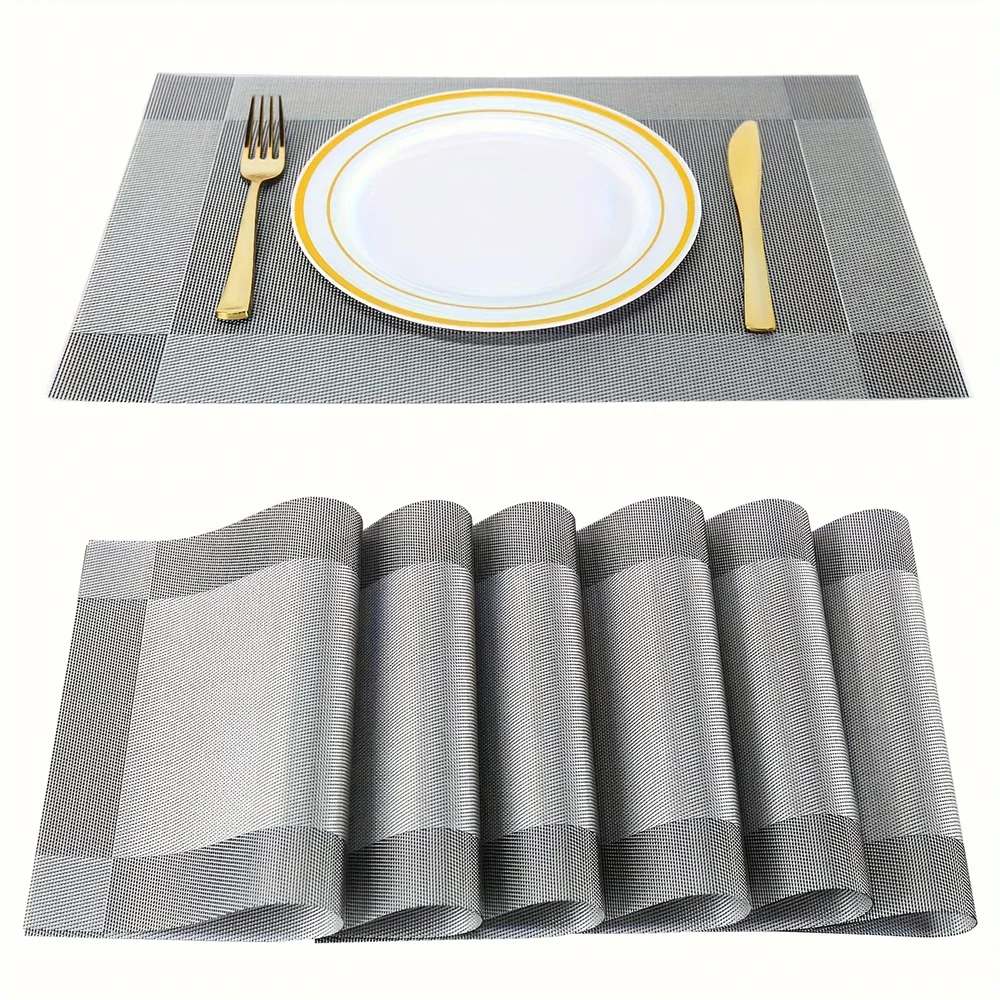 Washable Placemats Heat Resistant Non-Slip Woven Vinyl Dining Table Mats - Image 7