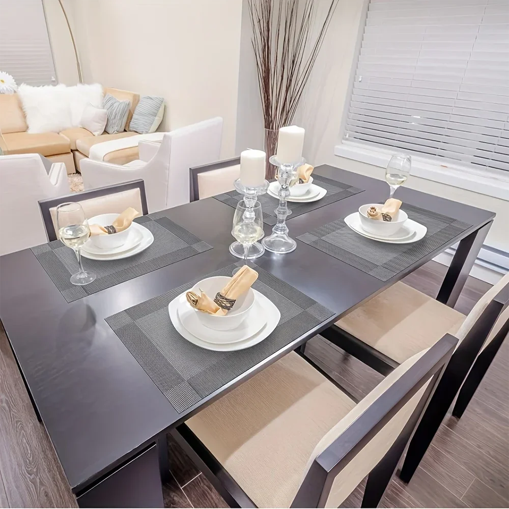 Washable Placemats Heat Resistant Non-Slip Woven Vinyl Dining Table Mats - Image 3