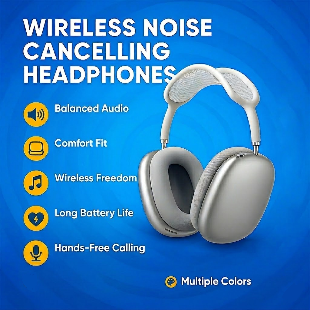Wireless Over-Ear Headphones Bluetooth Noise Cancelling Microphone - Image 4