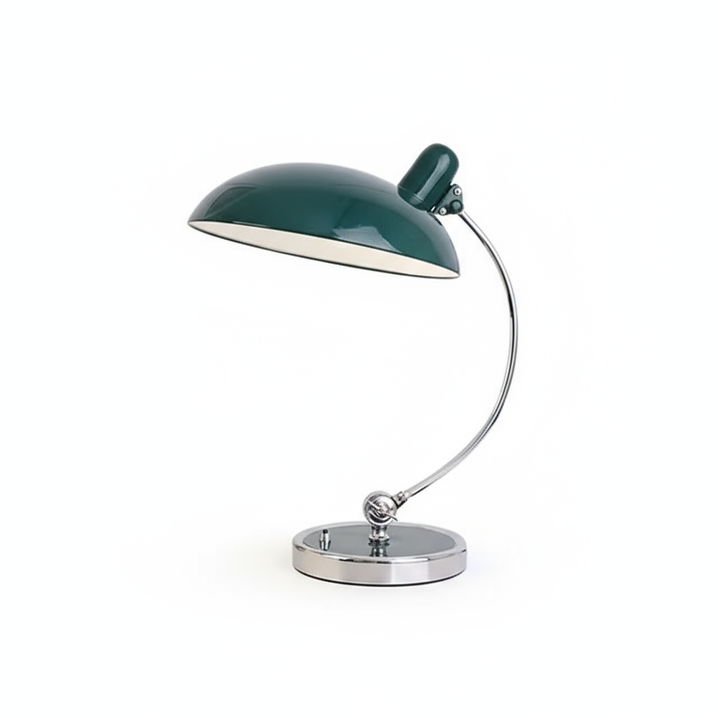 Modern Table Lamp Curved Chrome Metal Bedside Bauhaus Design - Image 12