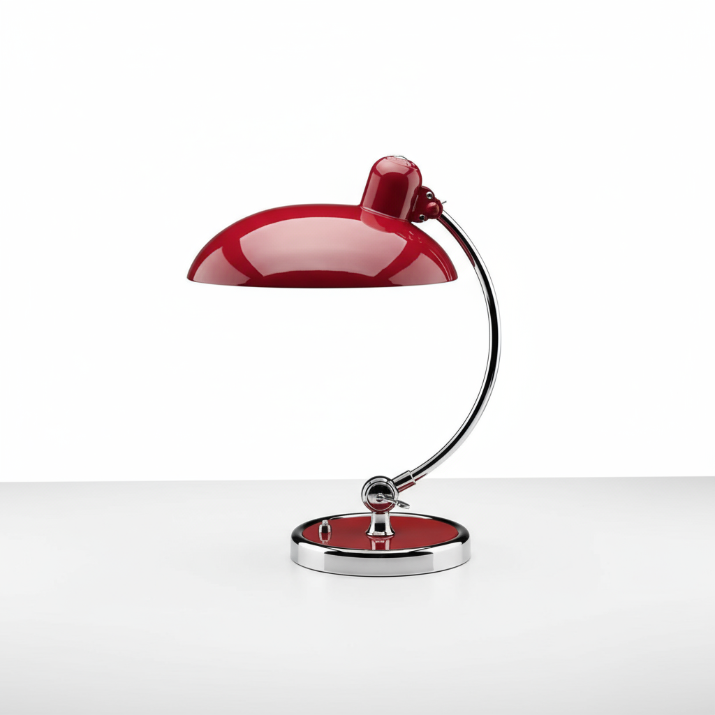 Modern Table Lamp Curved Chrome Metal Bedside Bauhaus Design - Image 14
