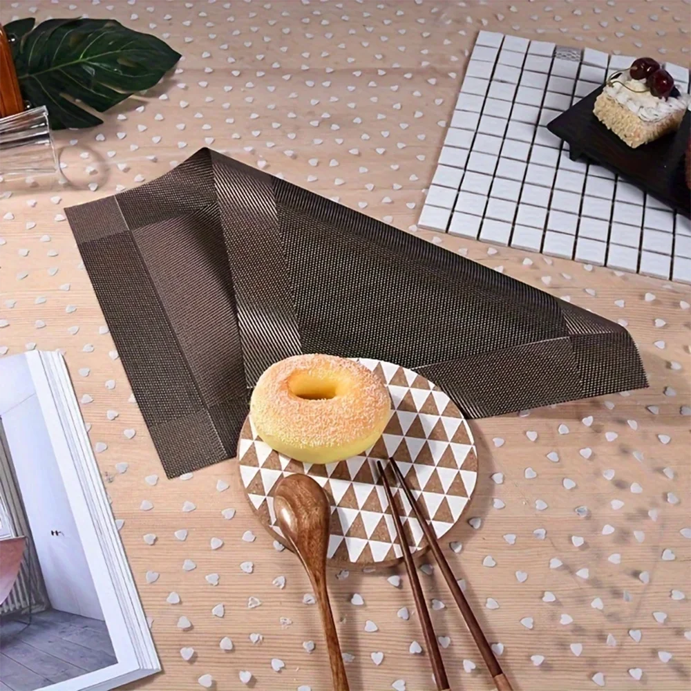 Washable Placemats Heat Resistant Non-Slip Woven Vinyl Dining Table Mats - Image 2