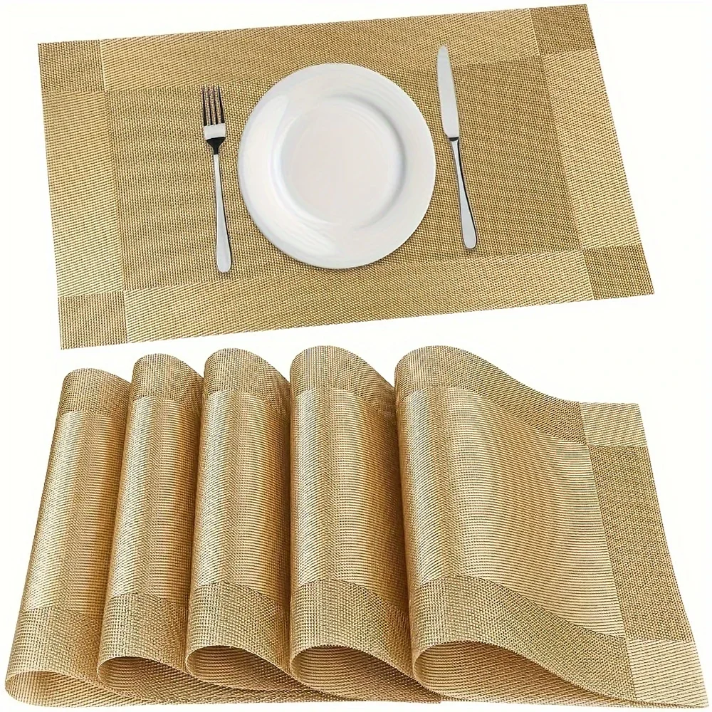 Washable Placemats Heat Resistant Non-Slip Woven Vinyl Dining Table Mats