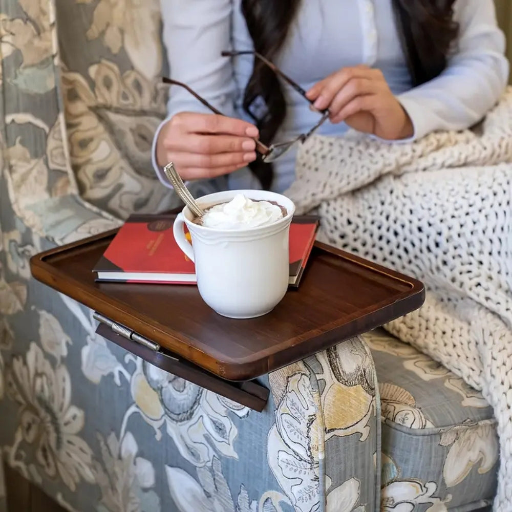 Adjustable Bamboo Clip-On Arm Tray Table - Image 4