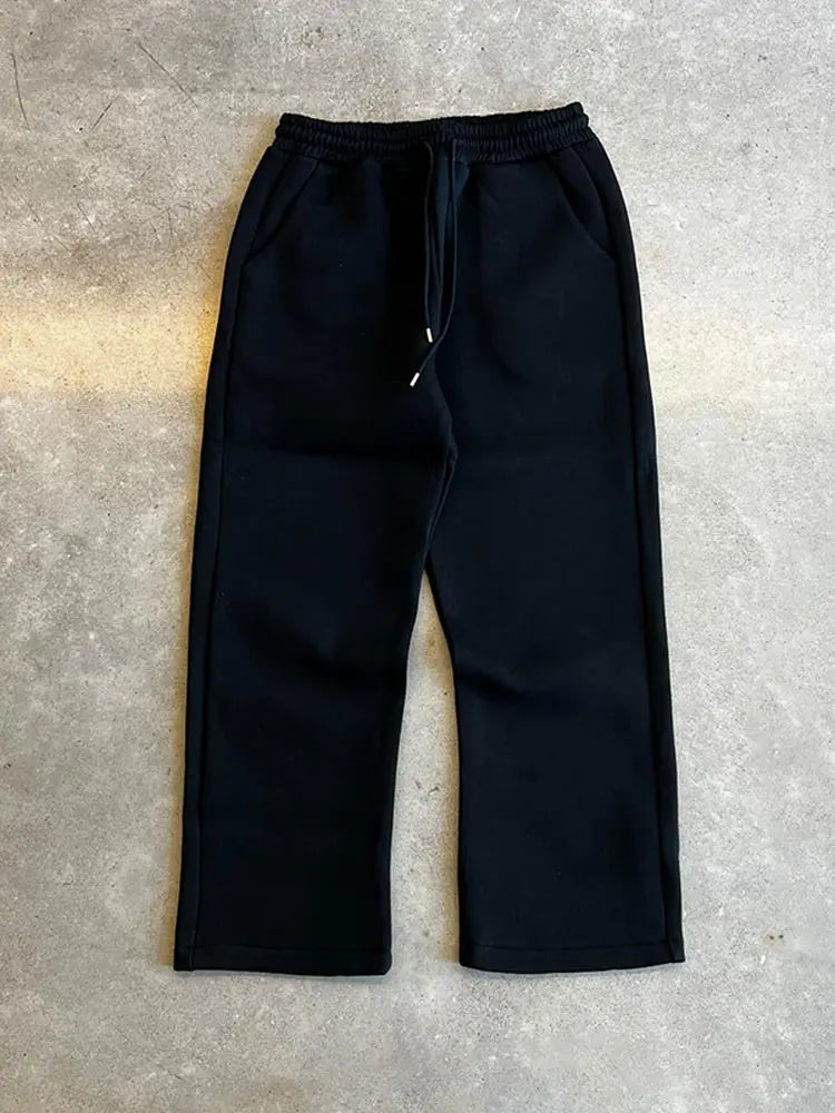Men's Casual Oversized Warm Tracksuit with Hood and Adjustable Drawstring Pants