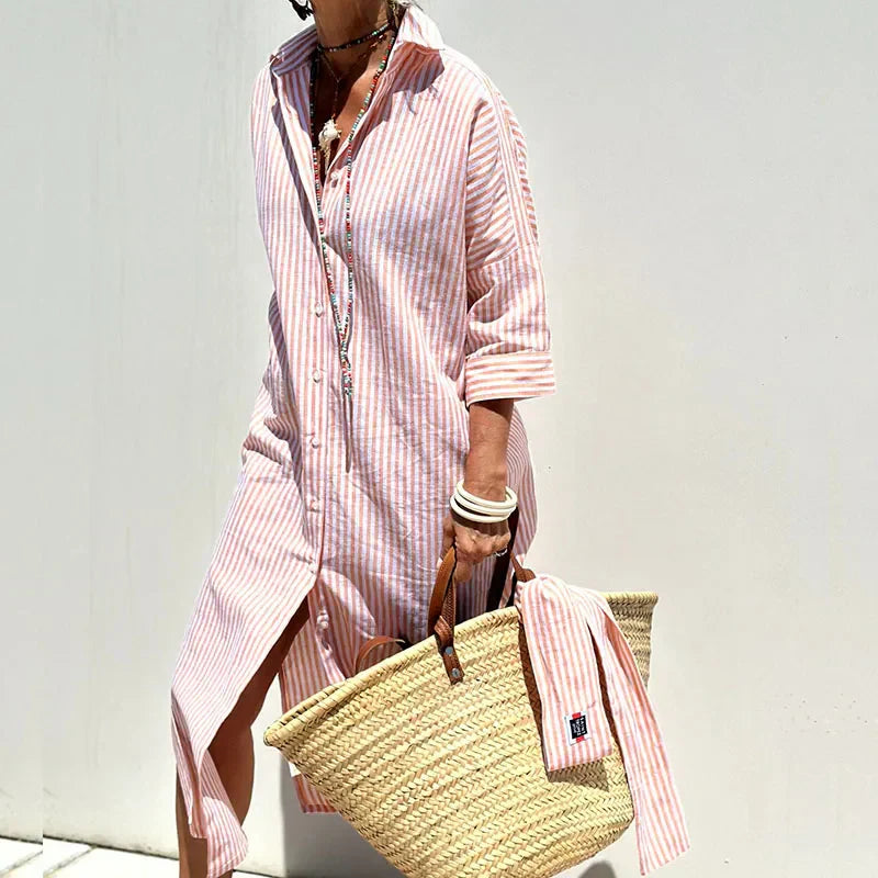 Trendy Long Striped Breezy Maxi Summer Dress for Women